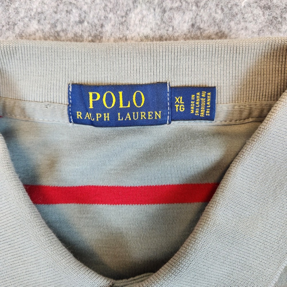 Polo Ralph Lauren Shirt Men XL Red Gray Striped Golf Casual Preppy Walking‎ Pony - Picture 4 of 8